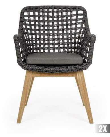 MADISON 2 db kortárs teakfa kerti szék 82 cm