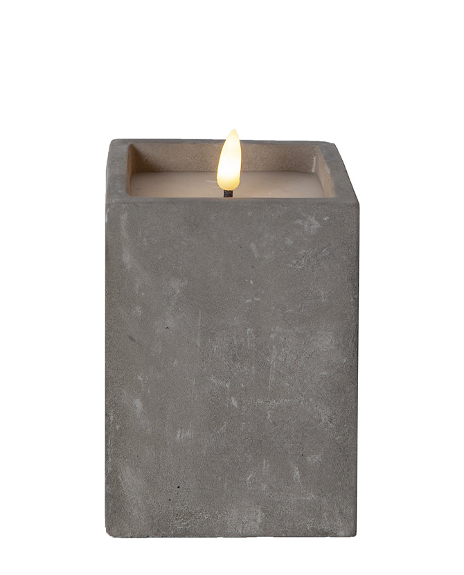 Szürke cement tégelyben kialakított LED gyertya.