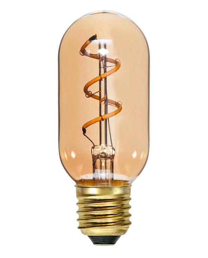Amber Spiral Filament meleg fehér fényű vintage LED dekorációs izzó borostyánszín üveggel.
